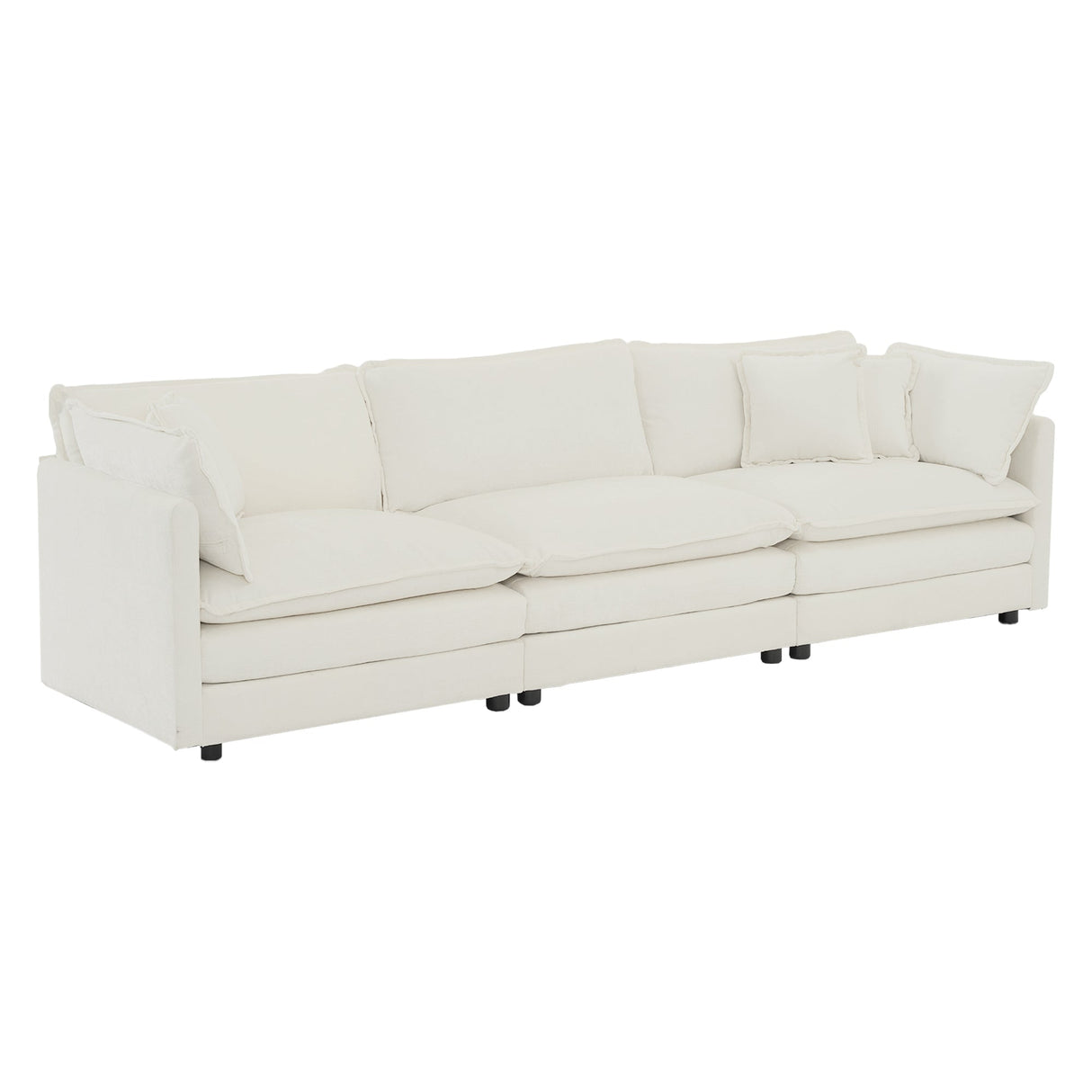 Mid-Century Modern Couch 3-Seater Sofa with Chenille Fabric