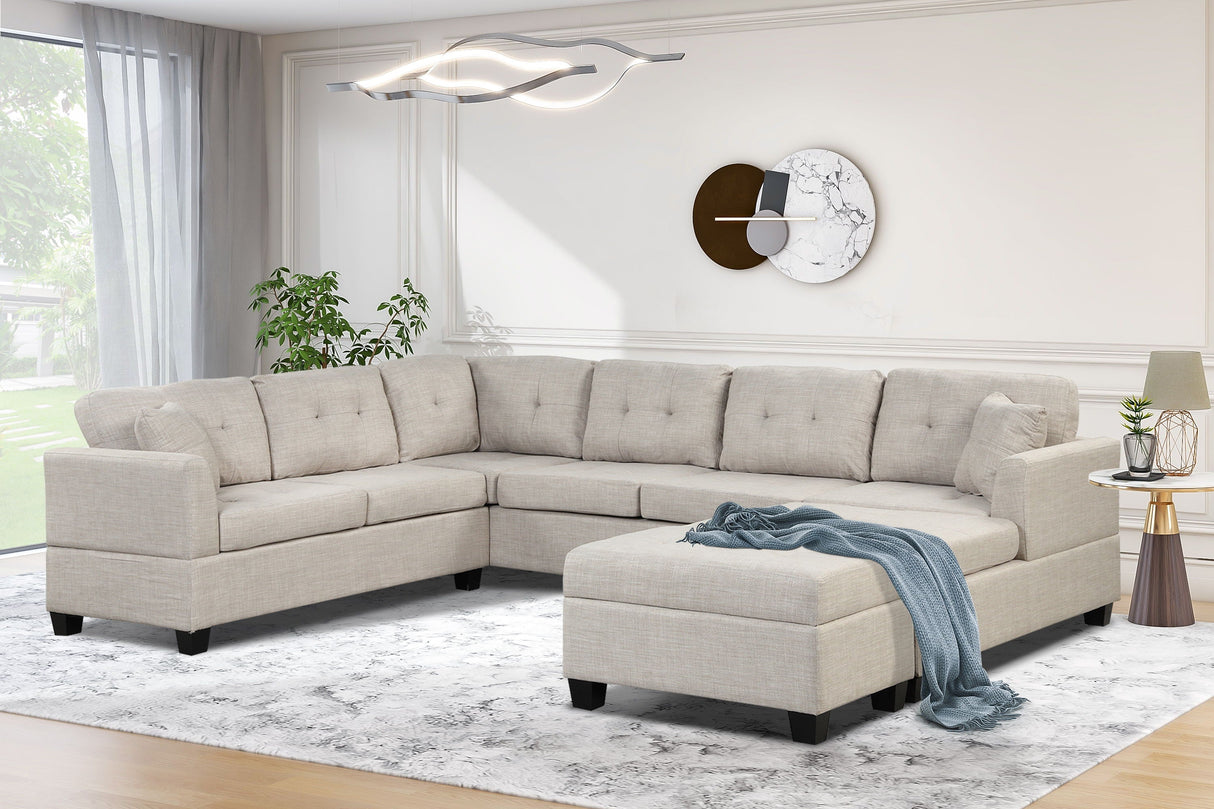 Oversized Sectional Sofa With Storage Ottoman, U-Shaped Sectional Couch With 2 Throw Pillows For Large Space Dorm Apartment by Couch.com