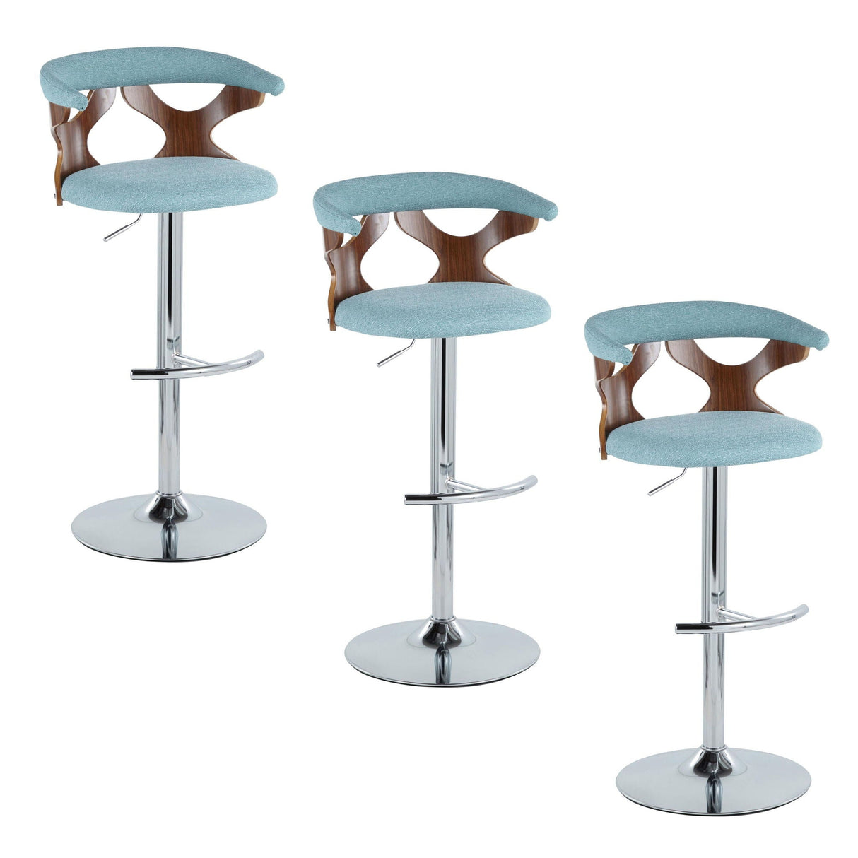 Gardenia - Mid Century Modern Adjustable Barstool With Swivel With Rounded T Footrest (Set of 2) by Couch.com