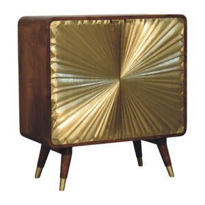 Couch.com Avora Brass Embossed 2 Door Cabinet Brown / Golden, with Storage, Modern Style, Metal Construction, Gold Finish by Couch.com
