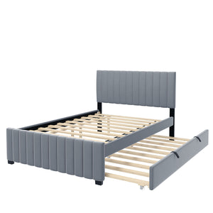 Elegant Upholstered Platform Bed With Twin Size Trundle by Couch.com