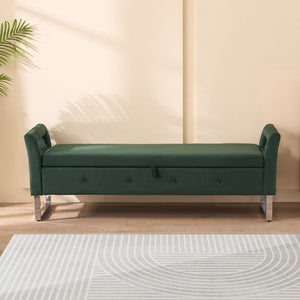 Wide Storage Soft Ottoman Bench With Armrests by Couch.com