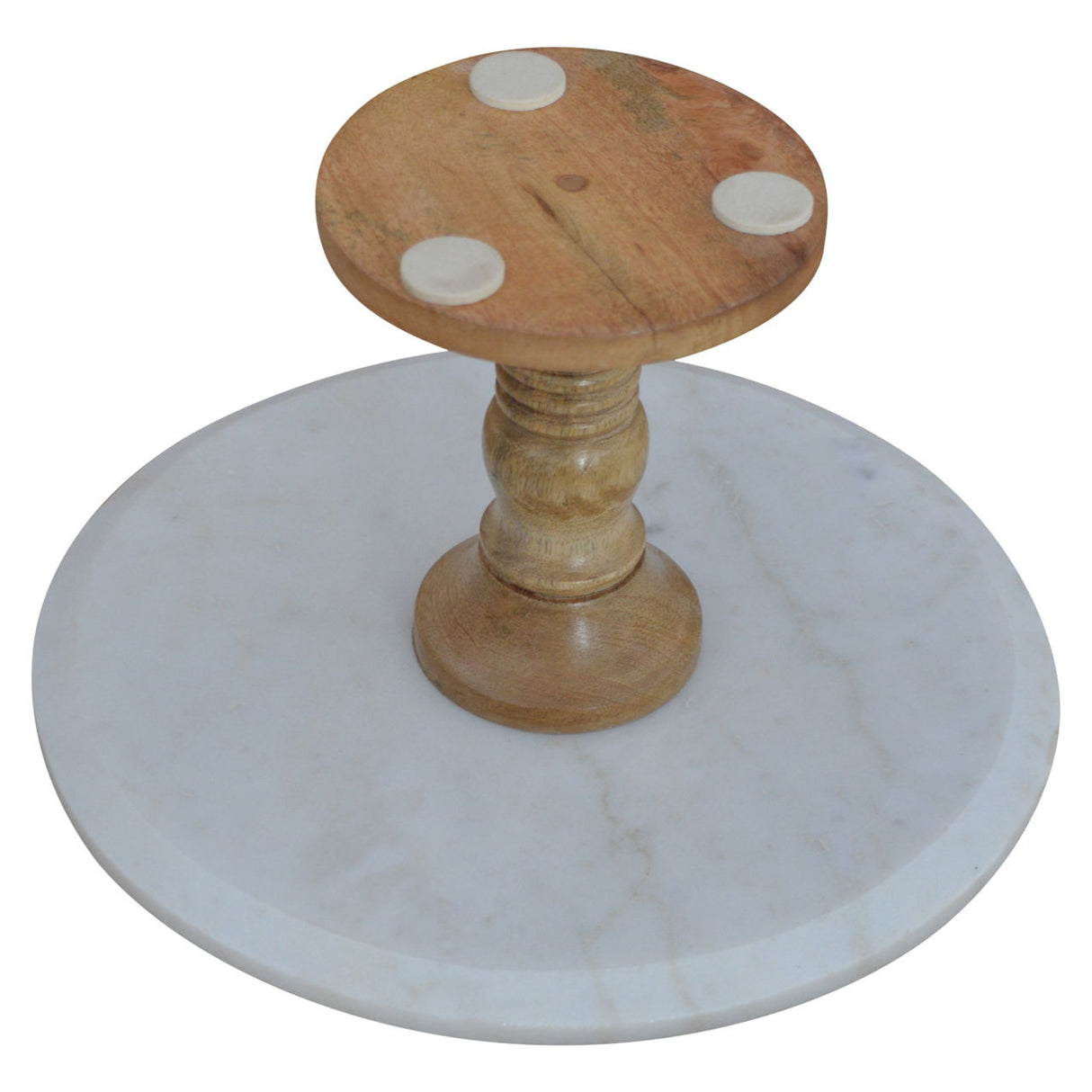 Couch.com Cake Stand With Marble Top Light Brown, Marble/Stone Construction, White Finish by Couch.com