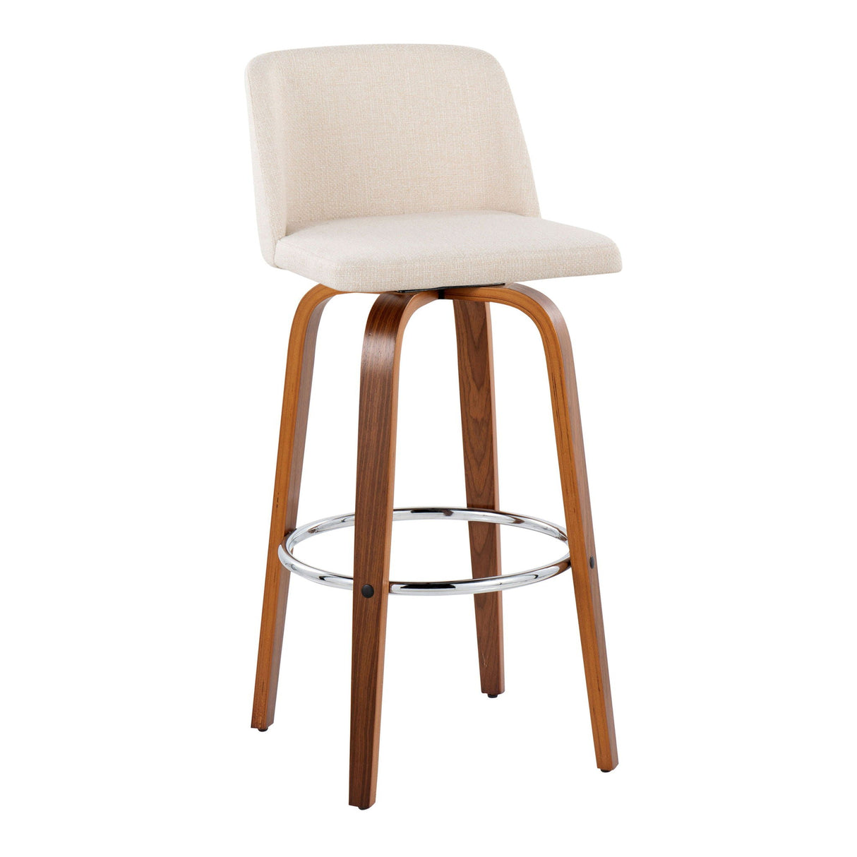 Toriano - Mid Century Modern Fixed Height, Barstool With Swivel With Round Footrest (Set of 2) by Couch.com