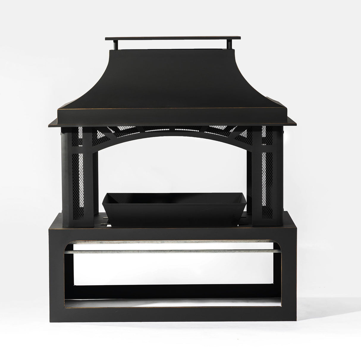 40" Wood Burning Fireplace, 50000 Btu Steel Fire Pit, Wood Burning Chimney For Outside Patio Deck Garden Backyard - Black by Couch.com