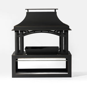 40" Wood Burning Fireplace, 50000 Btu Steel Fire Pit, Wood Burning Chimney For Outside Patio Deck Garden Backyard - Black by Couch.com