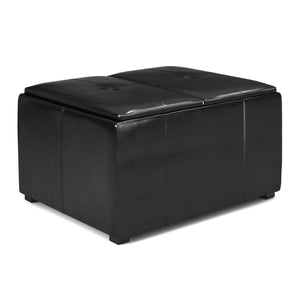 Avalon - Small Coffee Table Storage Ottoman - Midnight Black by Couch.com