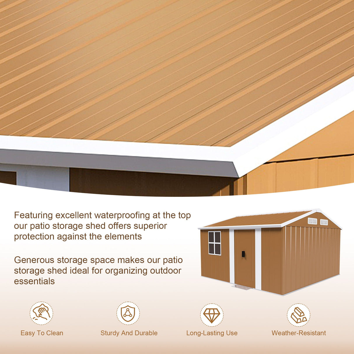 Heavy Duty Metal Storage Shed With Windows And Lockable Door, Weatherproof Outdoor Garden Shed by Couch.com