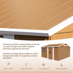 Heavy Duty Metal Storage Shed With Windows And Lockable Door, Weatherproof Outdoor Garden Shed by Couch.com
