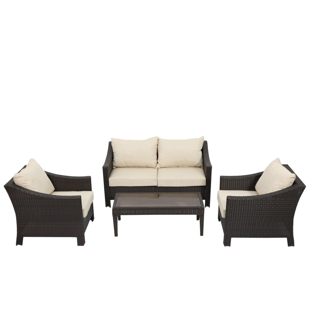 Antibes - 4 Pieces Wicker Chat Set - Brown / Beige by Couch.com