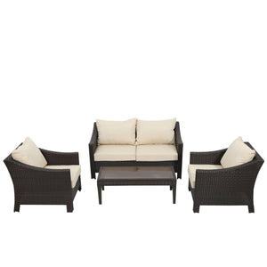 Antibes - 4 Pieces Wicker Chat Set - Brown / Beige by Couch.com
