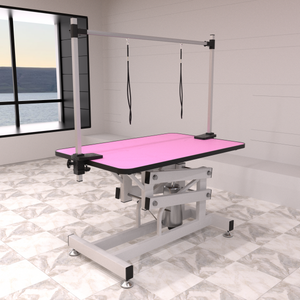 42.5INCH HYDRAULIC PET GROOMING TABLE WITH 'H' ARM PINK