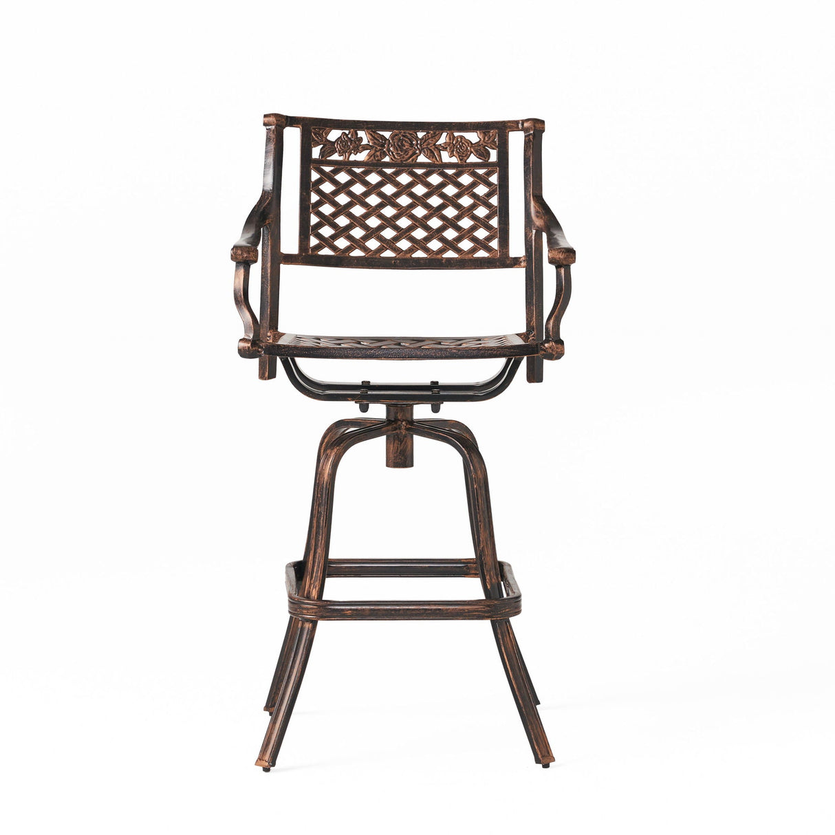 Cast Aluminum Swivel Bar Stool With Footrest - Copper by Couch.com