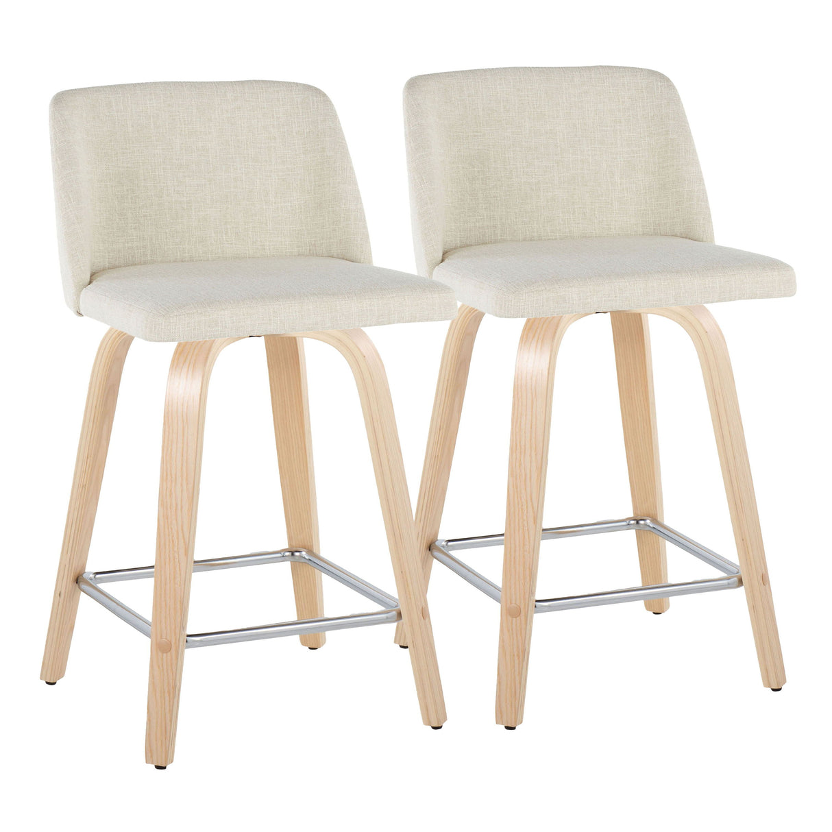 Toriano - Contemporary Fixed Height Counter Stool Swivel With Square Footrest (Set of 2) by Couch.com