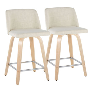 Toriano - Contemporary Fixed Height Counter Stool Swivel With Square Footrest (Set of 2) by Couch.com