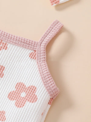 Baby Girl Waffle Print Overall Dress Set
