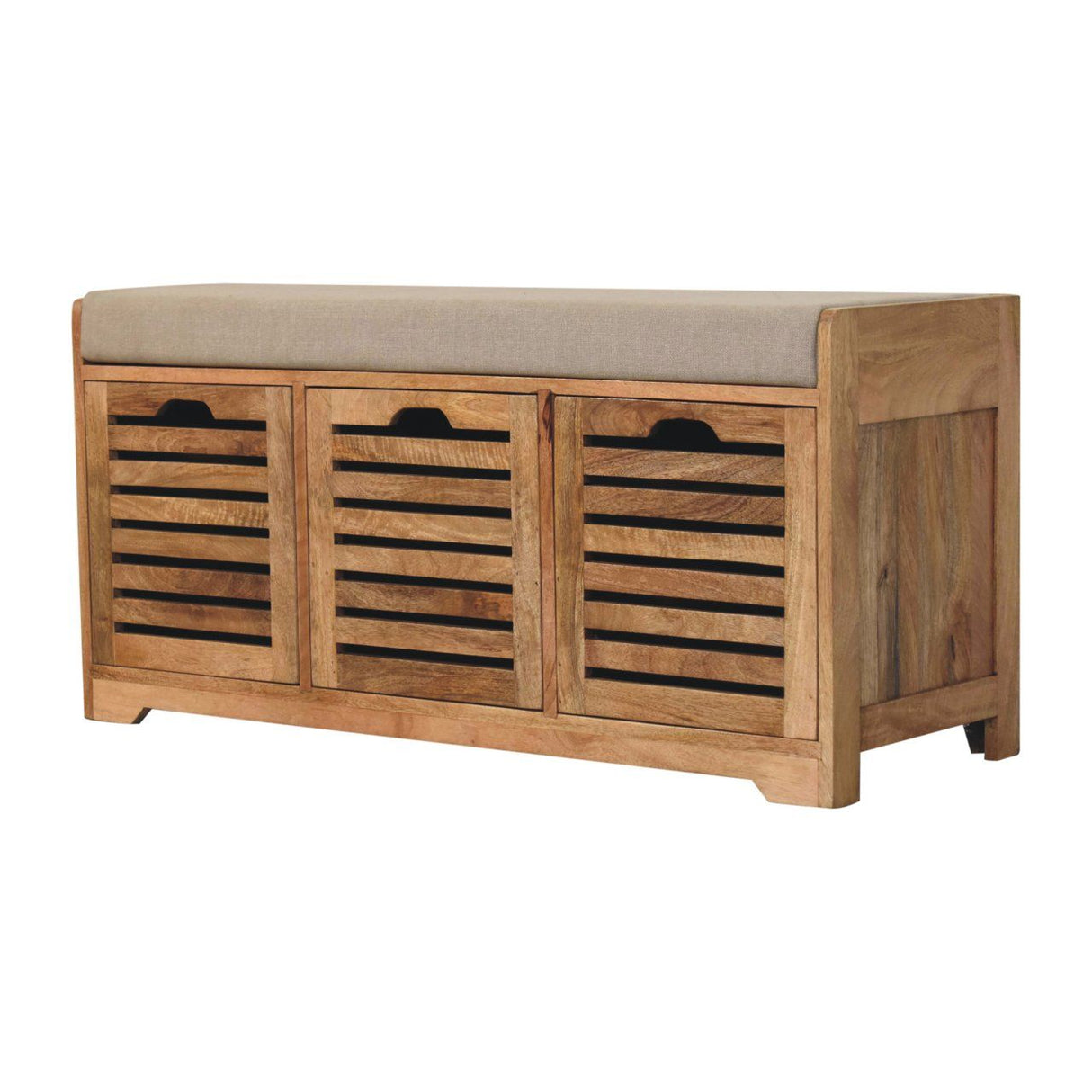 Shutter Shoe Bench, 3 Drawer - Oak by Couch.com