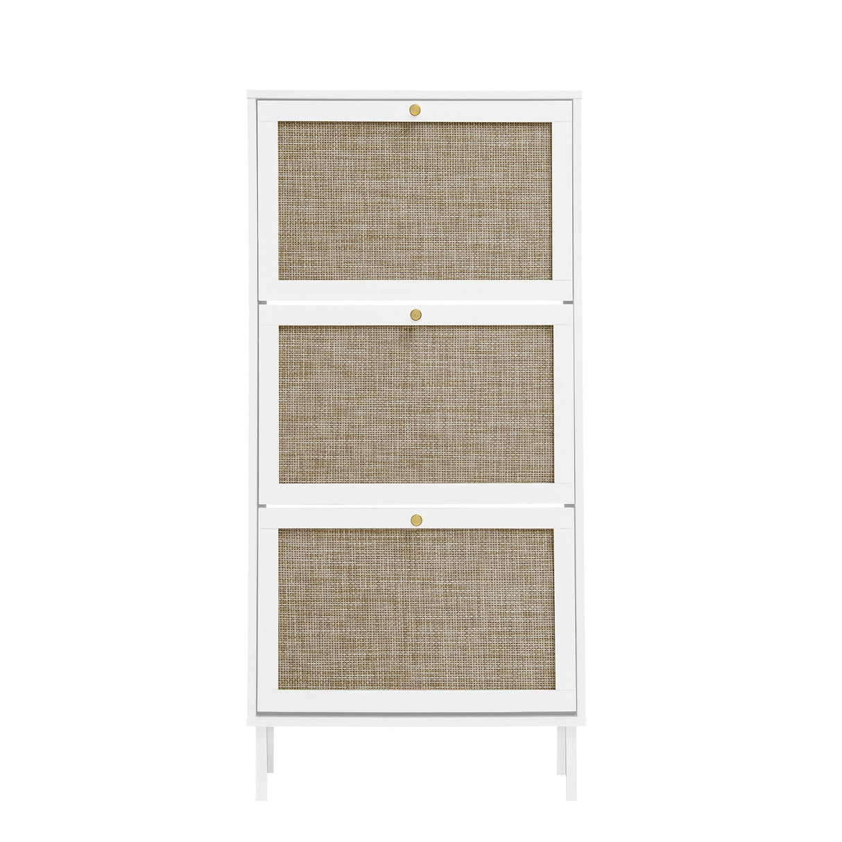 Modern Rattan 3 Door Shoe Rack Cabinet For Entryway by Couch.com
