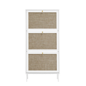 Modern Rattan 3 Door Shoe Rack Cabinet For Entryway by Couch.com