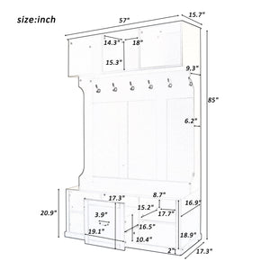 Hall Tree With 6 Hooks, Coat Hanger, Entryway Bench by Couch.com
