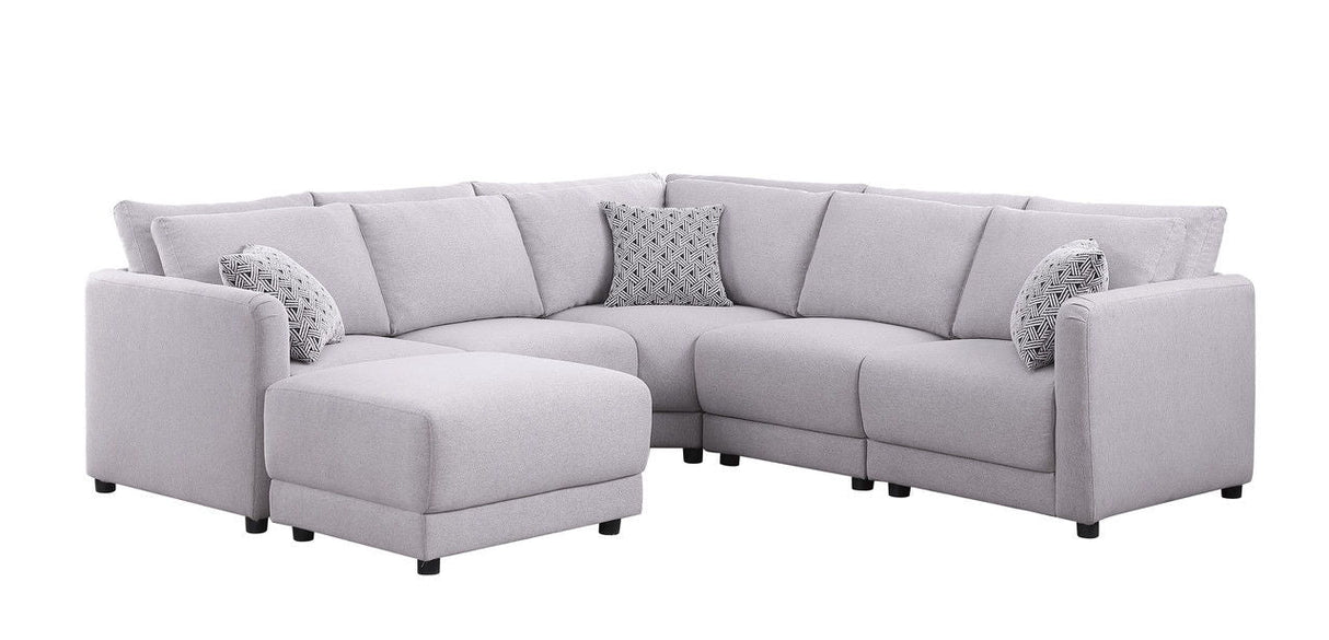 Penelope - Fabric Reversible Modular Sectional Sofa With Ottoman And Pillows by Couch.com