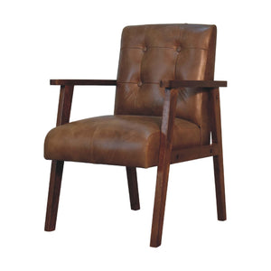Couch.com Buffalo Leather Chair Brown, with Storage, Wood Construction, Dark Brown Finish by Couch.com