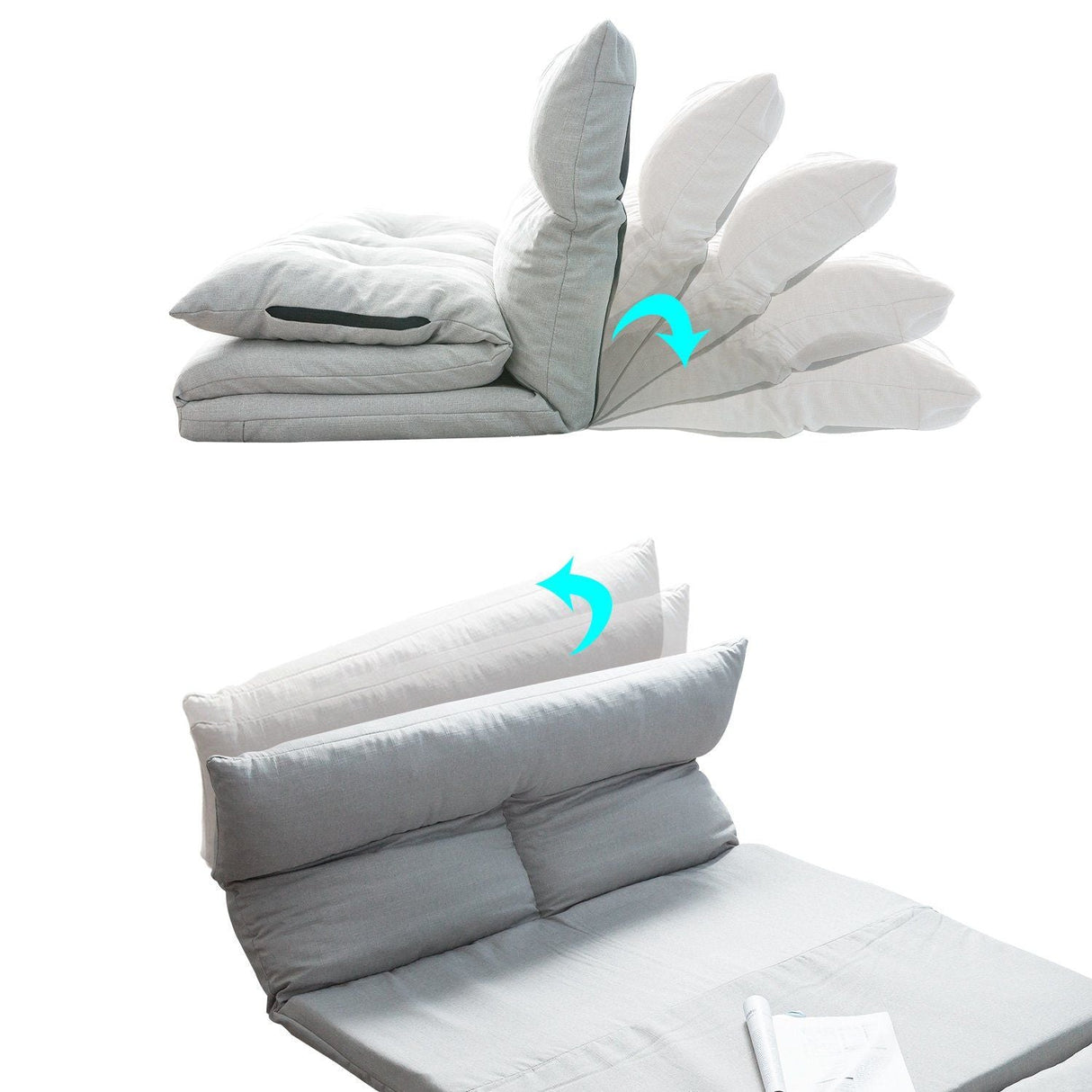 Folding Chaise Lounge Floor Sofa - Gray by Couch.com