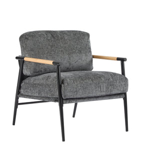 Modern Accent Chair With Plush Cushions and Wooden Armrests