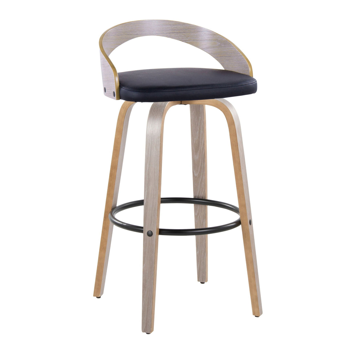 Grotto - Contemporary Fixed Height Barstool With Swivel With Round Footrest (Set of 2) by Couch.com