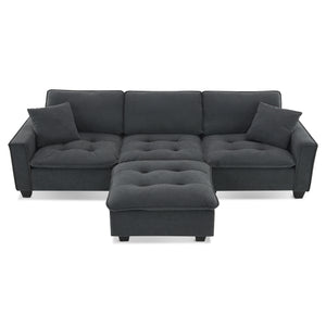 Modern Convertible Sectional L Shaped Reversible Couch Set With Free Pillows 4 Seat Suede Sleeper Sofa With Ottoman by Couch.com