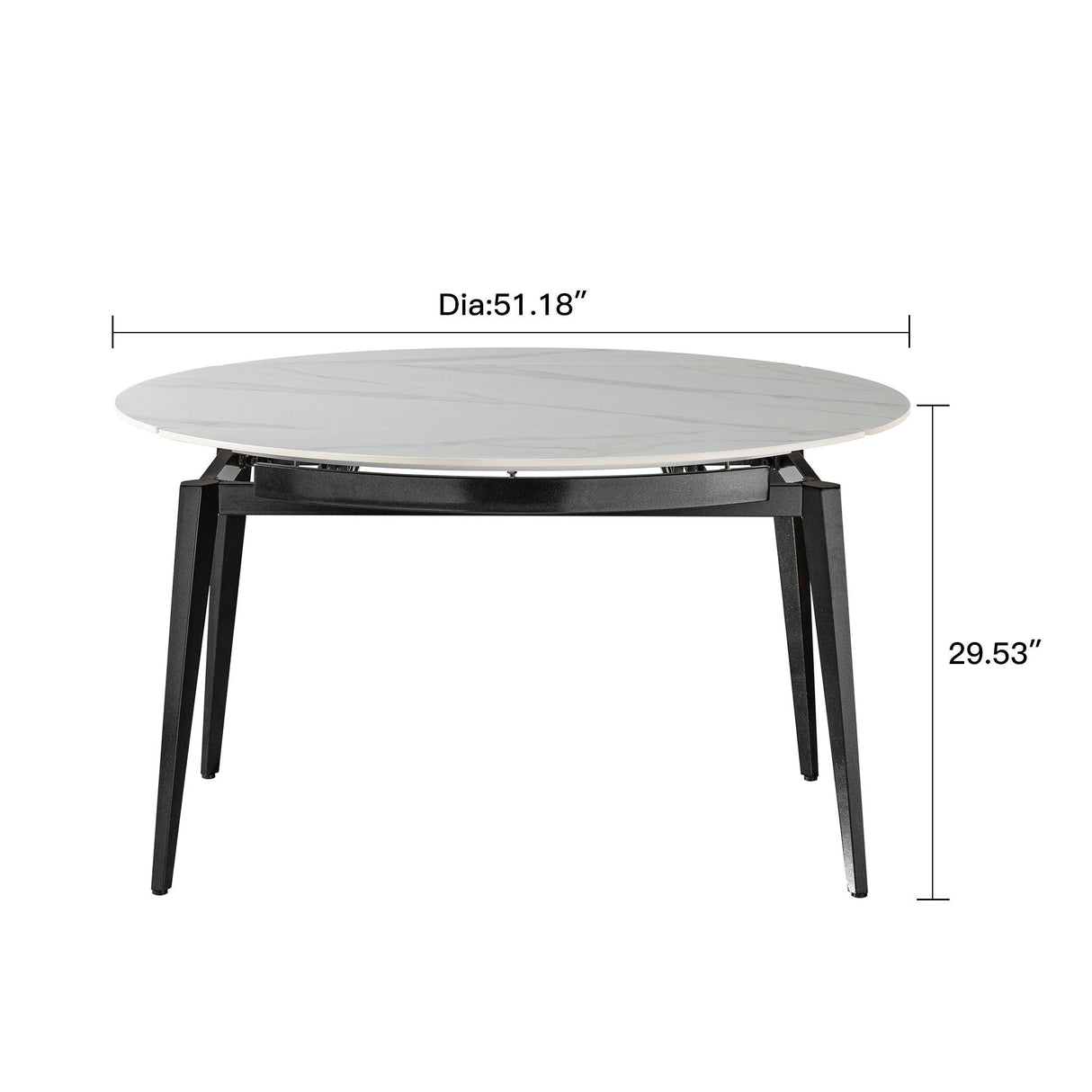 Modern Extendable Round Dining Table With Sintered Stone Top - White / Black by Couch.com