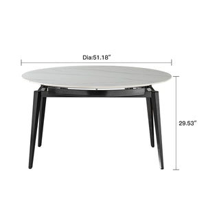 Modern Extendable Round Dining Table With Sintered Stone Top - White / Black by Couch.com