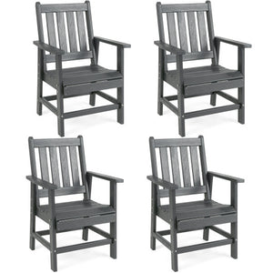 Set of 4 Patio Dining Chairs with Wide Armrests-Gray