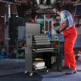 2-in-1 Tool Chest and Cabinet with 5 Sliding Drawers-Black