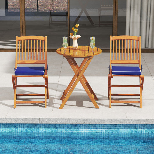 Outdoor Folding Chairs with Seat Cushions Set of 2-Navy