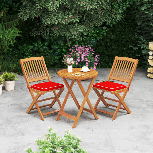 Outdoor Folding Chairs with Seat Cushions Set of 2-Red
