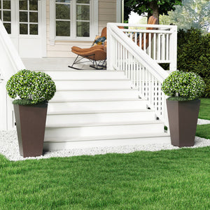 Set of 2 Square Taper Planter with Removable Inner Bucket and Optional Drainage Hole-M