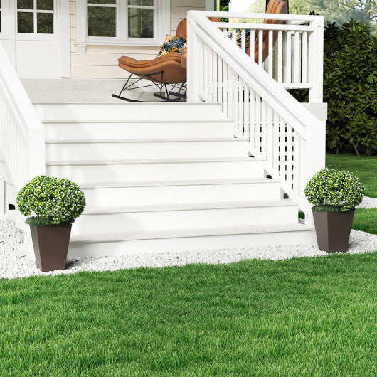 Set of 2 Square Taper Planter with Removable Inner Bucket and Optional Drainage Hole-S