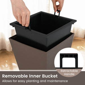 Set of 2 Square Taper Planter with Removable Inner Bucket and Optional Drainage Hole-S