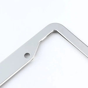 2PCS Chrome Stainless Steel Metal License Plate Frame Tag Cover With Screw Caps