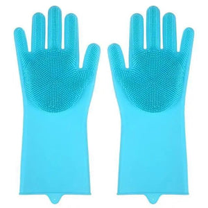 2PCS Cleaning Sponge Gloves Multifunction Silicone Cleaning Magic Gloves Dish Washing Gloves For Kitchen Household Plate Washing  Reusable Cleaning Gloves For Housework
