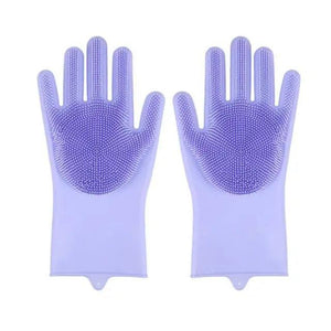 2PCS Cleaning Sponge Gloves Multifunction Silicone Cleaning Magic Gloves Dish Washing Gloves For Kitchen Household Plate Washing  Reusable Cleaning Gloves For Housework