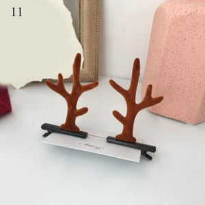 2pcs Cute Deer Ear Hairpins Christmas Hair Clips For Girls Cartoon Antlers Barrettes Lovely Pompom Hairgrips Fashion Hair Accessories For Women
