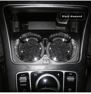 2PCS Diamond Car Coaster Water Cup Slot Non-Slip Mat Silica Gel Pad Bling Car Coasters Silicone Crystal Car Cup Holder Mat Car Gadget Universal Bling Car Cup Mat Holder Insert Crystal Rhinestone Vehicle Cup Coaster Bling Car Accessories for Woman