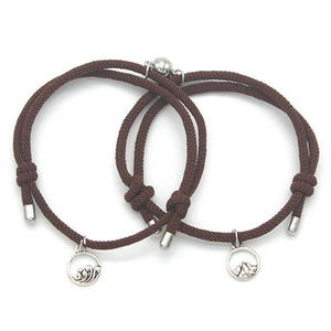 2Pcs Minimalist Magnetic Couple Bracelet Braided Rope Lover Friendship Matching Distance Relationship Matching Handmade Bracelets With Mutual Attraction Magnetic Bells Friendship Rope Bracelet