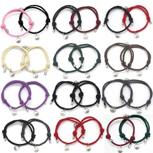 2Pcs Minimalist Magnetic Couple Bracelet Braided Rope Lover Friendship Matching Distance Relationship Matching Handmade Bracelets With Mutual Attraction Magnetic Bells Friendship Rope Bracelet