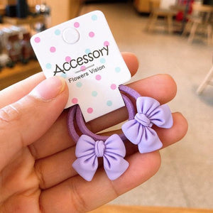 2PCS New Cute Princess Bowknot Headwear Kids Elastic Hair Bands Children Ropes Girls Cartoon Accessories Baby Headdress Gorgeous Hair Accessories For Women