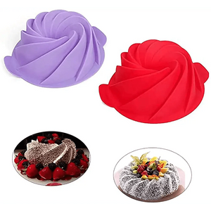 2PCS New Luxury Large Spiral shape silicone Bundt Cake Pan 10- inch, Bread Bakeware Mold baking Tools Cyclone Shape Cake Mould  Baking Tool