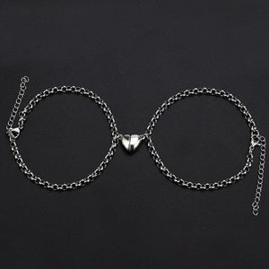 2pcs /pair Magnet Attraction Stainless Steel Pendant Couple Bracelets Jewelry Titanium Steel Chain Bracelet Couples Bracelets For Women Men Stainless Steel Heart Magnet Bracelets For Couples