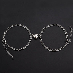 2pcs /pair Magnet Attraction Stainless Steel Pendant Couple Bracelets Jewelry Titanium Steel Chain Bracelet Couples Bracelets For Women Men Stainless Steel Heart Magnet Bracelets For Couples